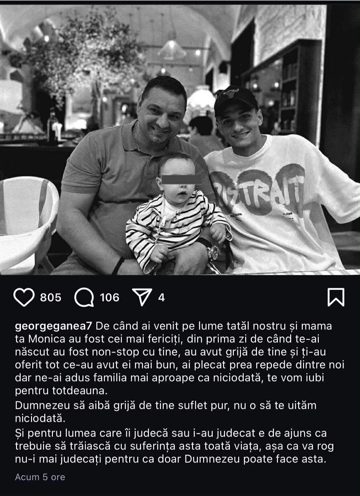 George Ganea, cuvinte emoționante după ce fratele său în vârstă de 2 ani a murit. Ce mesaj a transmis tânărul: ”Te vom iubi pentru totdeauna” / FOTO