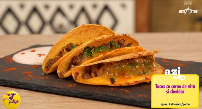 Rețetă de tacos cu carne de vită și cheddar, de la Meniu de vedetă. Cum gătește chef Horia Manea acest preparat gustos