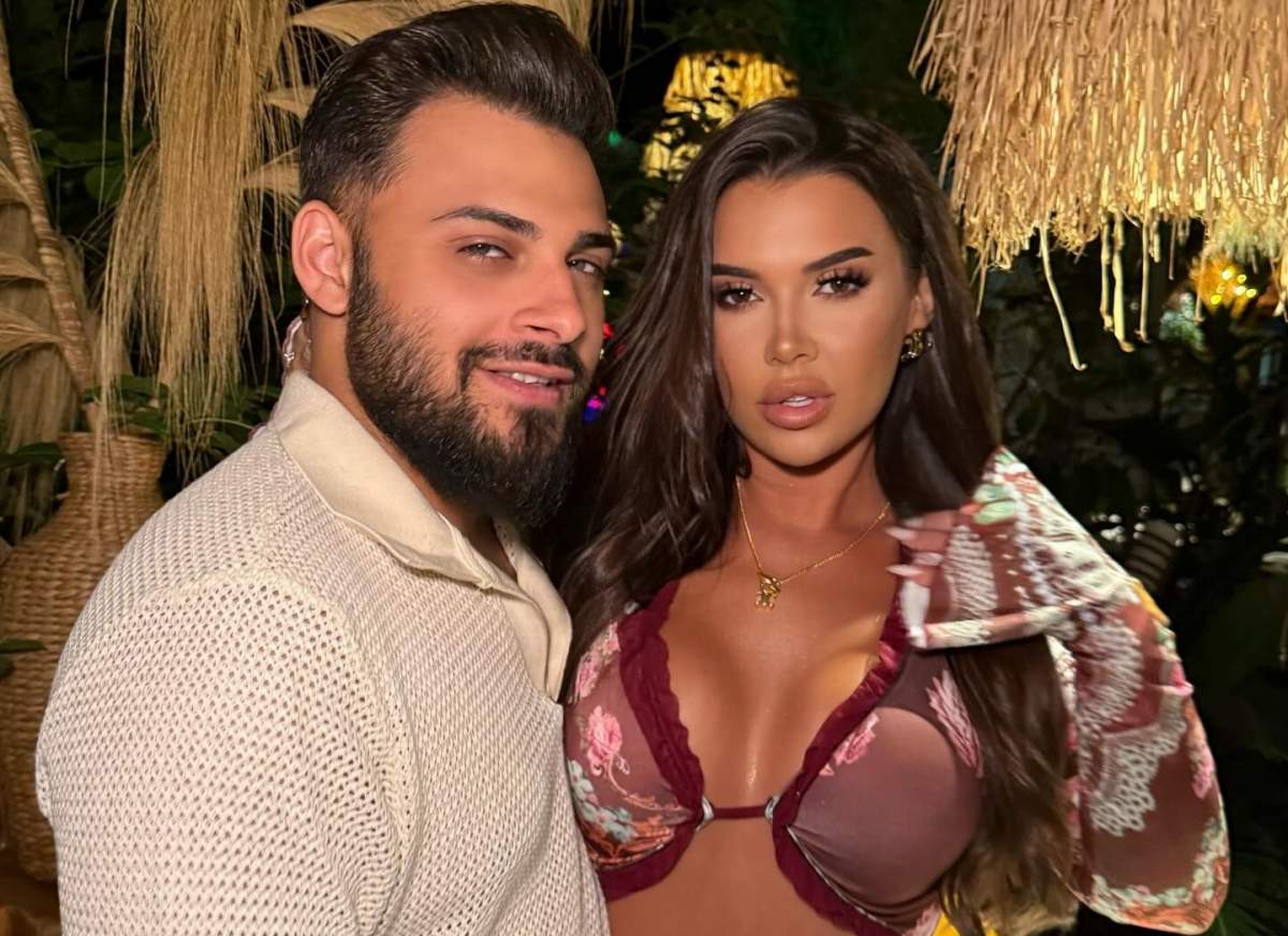 Andra Volos a primit un buchet de flori cu trandafiri roșii. Andra Volos și Robert Lele
