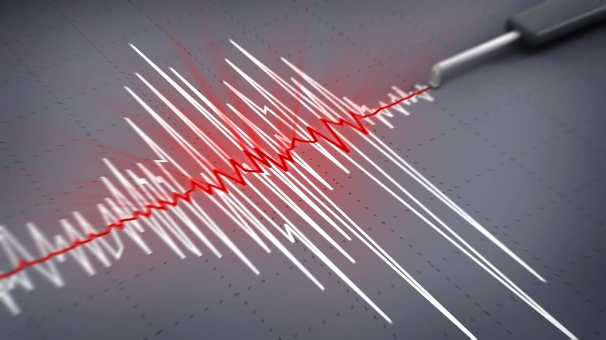 Grafic de activitate seismică care arată un cutremur. Ilustrație 3D
