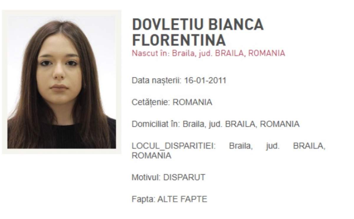 Dacă ai văzut-o, sună la 112! Bianca, o adolescentă în vârstă de 14 ani, a fost dată în urmărire națională. Tânără a dispărut de acasă în urmă cu câteva zile | FOTO