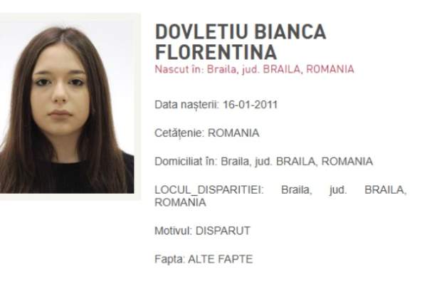 Dacă ai văzut-o, sună la 112! Bianca, o adolescentă în vârstă de 14 ani, a fost dată în urmărire națională. Tânără a dispărut de acasă în urmă cu câteva zile | FOTO