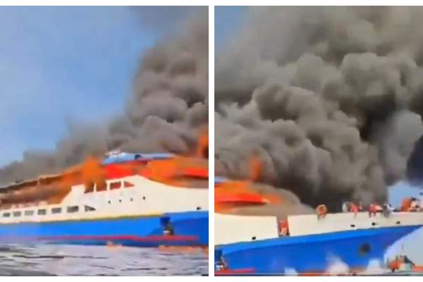 Vacanță de groază pe mare! Un feribot cu 280 de persoane la bord a luat foc