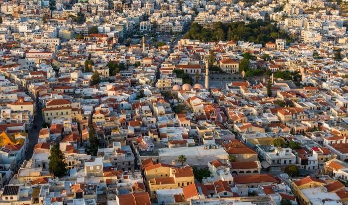 Vedere aeriană a orașului Rethymno, Creta, Grecia