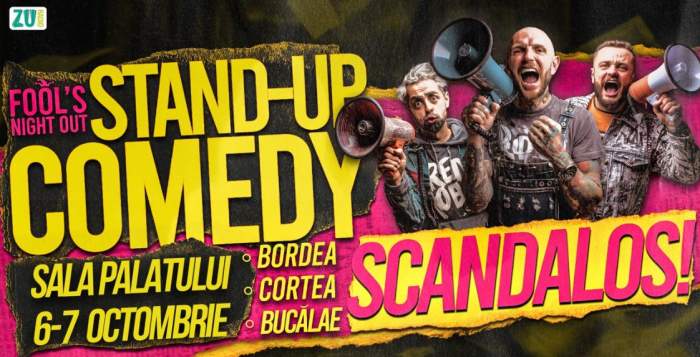 SCANDALOS! Fool’s Night Out revine la Sala Palatului. Bordea, Cortea și Bucălae adună gașca pentru cel mai mare show de stand-up din toamnă