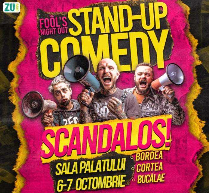 SCANDALOS! Fool’s Night Out revine la Sala Palatului. Bordea, Cortea și Bucălae adună gașca pentru cel mai mare show de stand-up din toamnă
