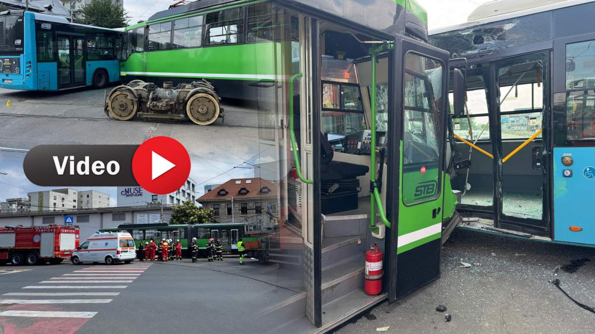 Accident grav între un tramvai și un autobuz în București. Mai multe persoane au fost transportate la spital | VIDEO
