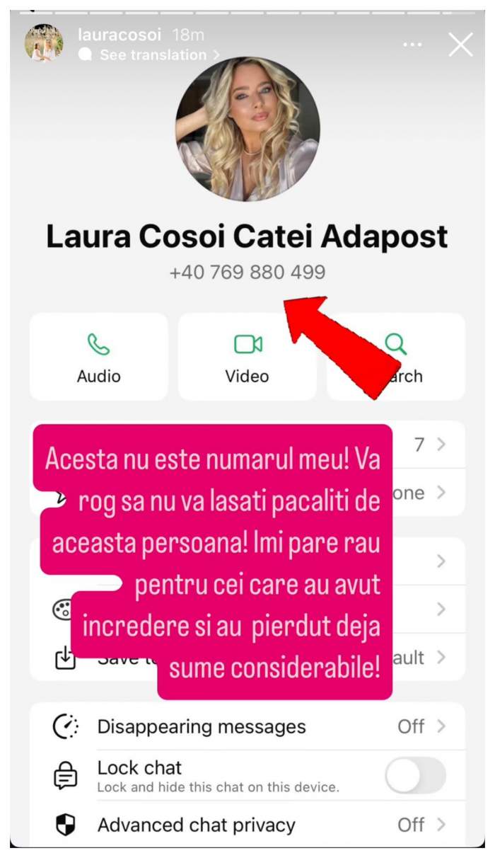 Laura Cosoi, mesaj de atenționare pentru fanii săi! O persoana se folosește de numele ei pentru a cere bani: „Îmi pare rău...”