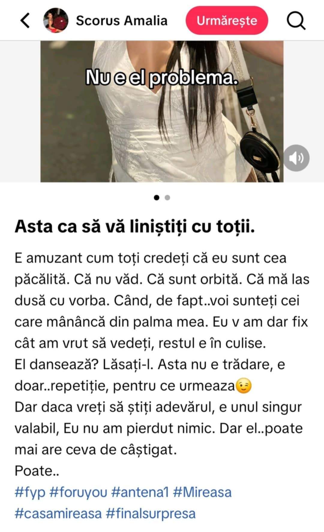 mesajul Amaliei de la Mireasa