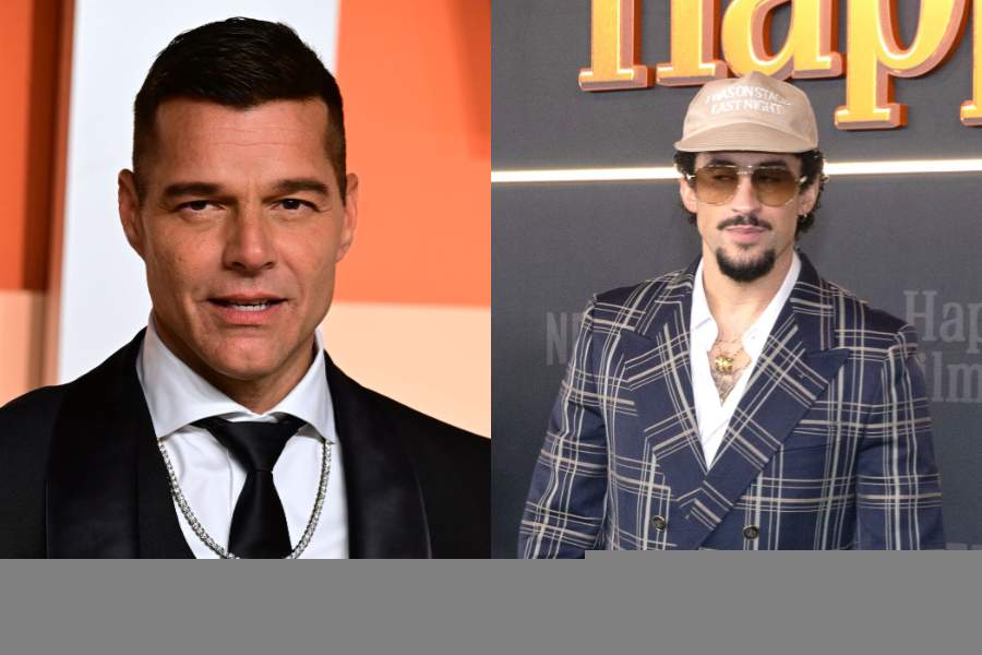 colaj din doua poze cu ricky martin si bad bunny