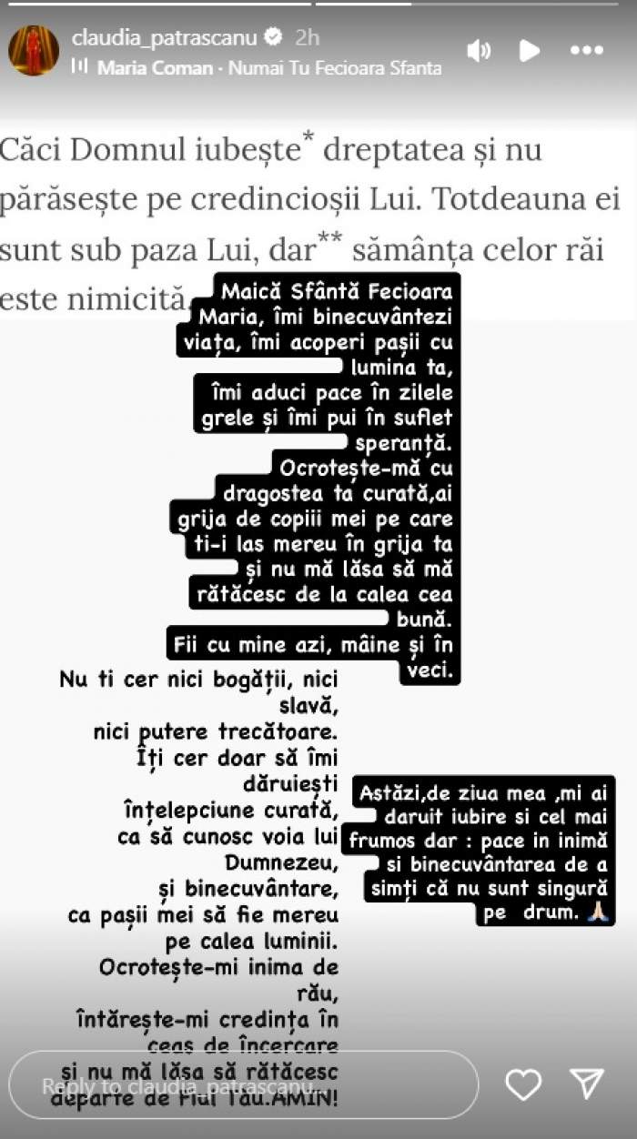 Claudia Pătrășcanu își sărbătorește ziua de nume! Ce dorință are artista de Sfânta Maria Mare | FOTO