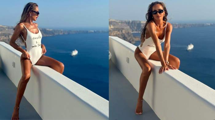 Diana Munteanu arată demențial în costum de baie! Prezentatoarea de la Neața îți taie răsuflarea cu silueta de vis, în vacanța din Santorini | FOTO