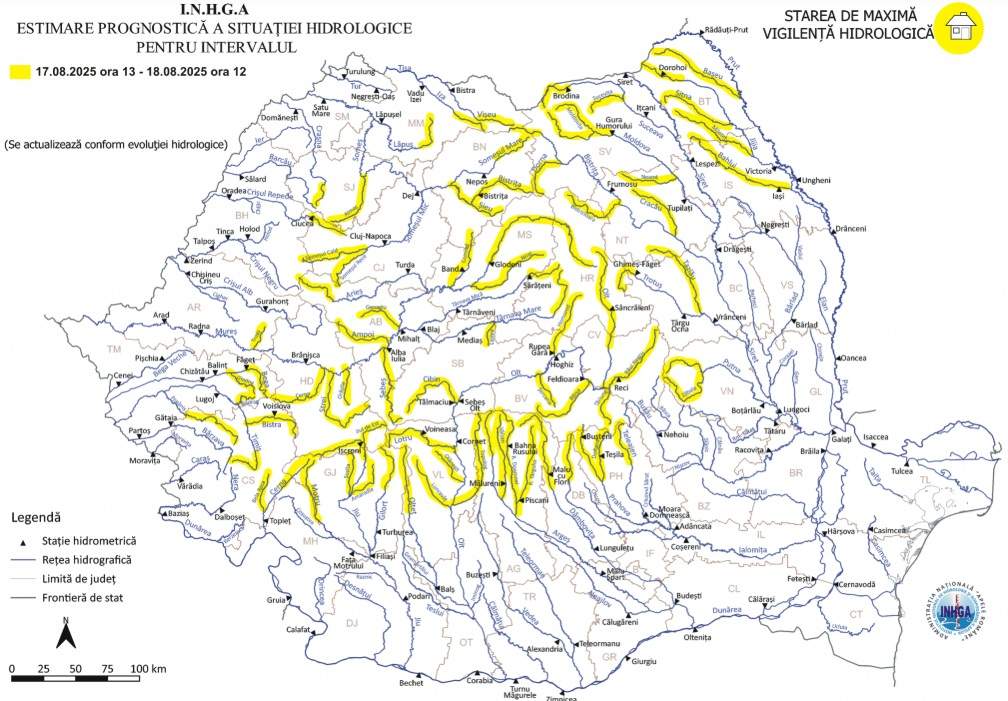 harta romaniei atentionari ingha