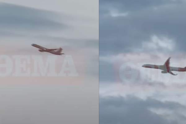 Momente de groază în Grecia! Motorul unui avion care a decolat a luat foc | VIDEO