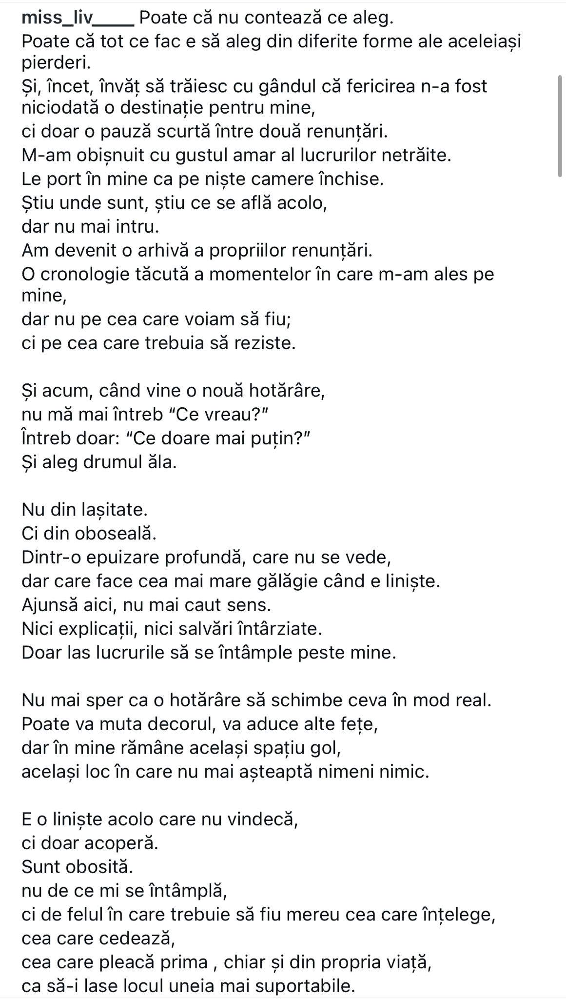 Livia, fosta soție a lui Bordea, suferă după despărțirea de Spike. Bruneta a postat un mesaj trist: "Poate că..."