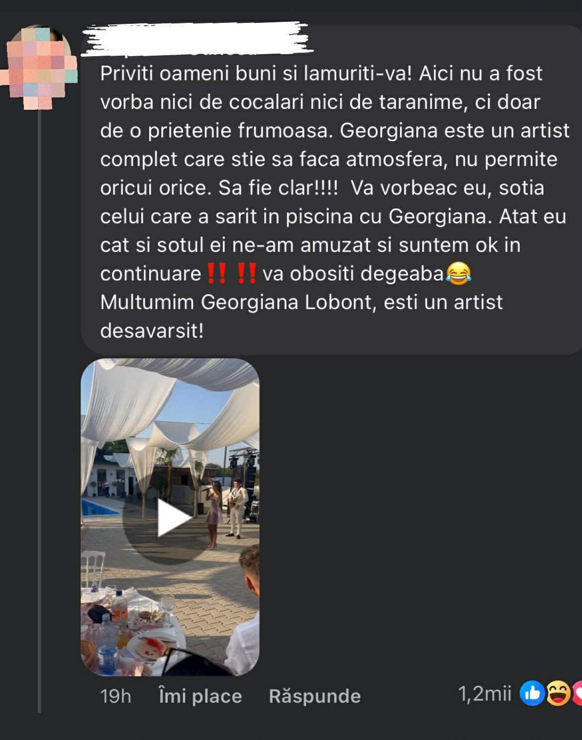 Cum a reacționat soția bărbatului care a sărit cu Georgiana Lobonț în piscină! Femeia, reacție tranșantă: "Priviți oameni buni..." | FOTO