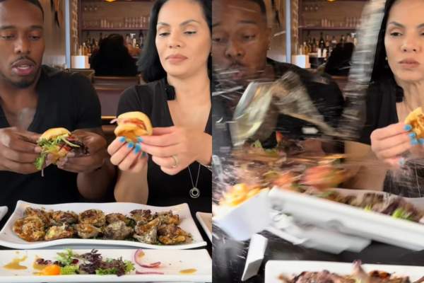 Scene halucinante! Un șofer a intrat cu mașina într-un restaurant, în timp ce doi vloggeri filmau o recenzie la mâncare | VIDEO