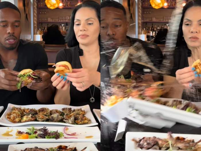 momentul în care mașina lovește restaurantul