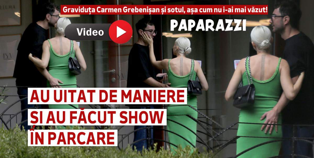 Graviduţa Carmen Grebenișan şi soţul, așa cum nu i-ai mai văzut! Au uitat de maniere şi au făcut show în parcare