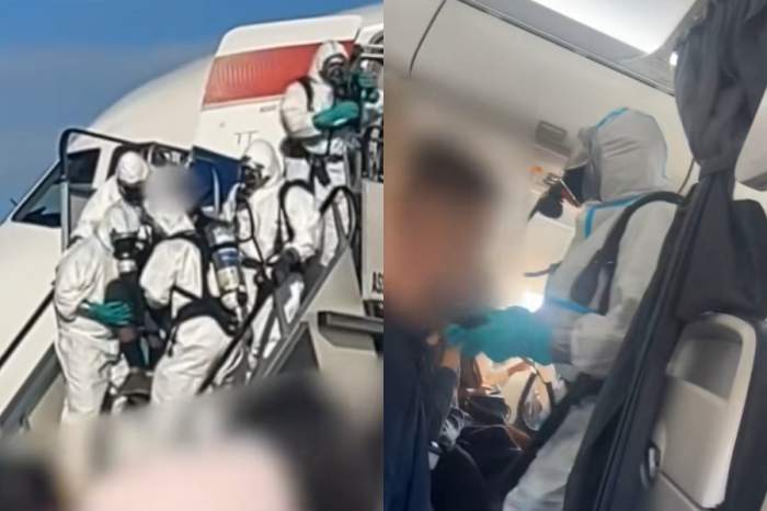 Imagini alarmante! Un avion a aterizat de urgență, iar autoritățile au folosit echipamente de protecție folosite și în pandemie pentru a evacua pasagerii