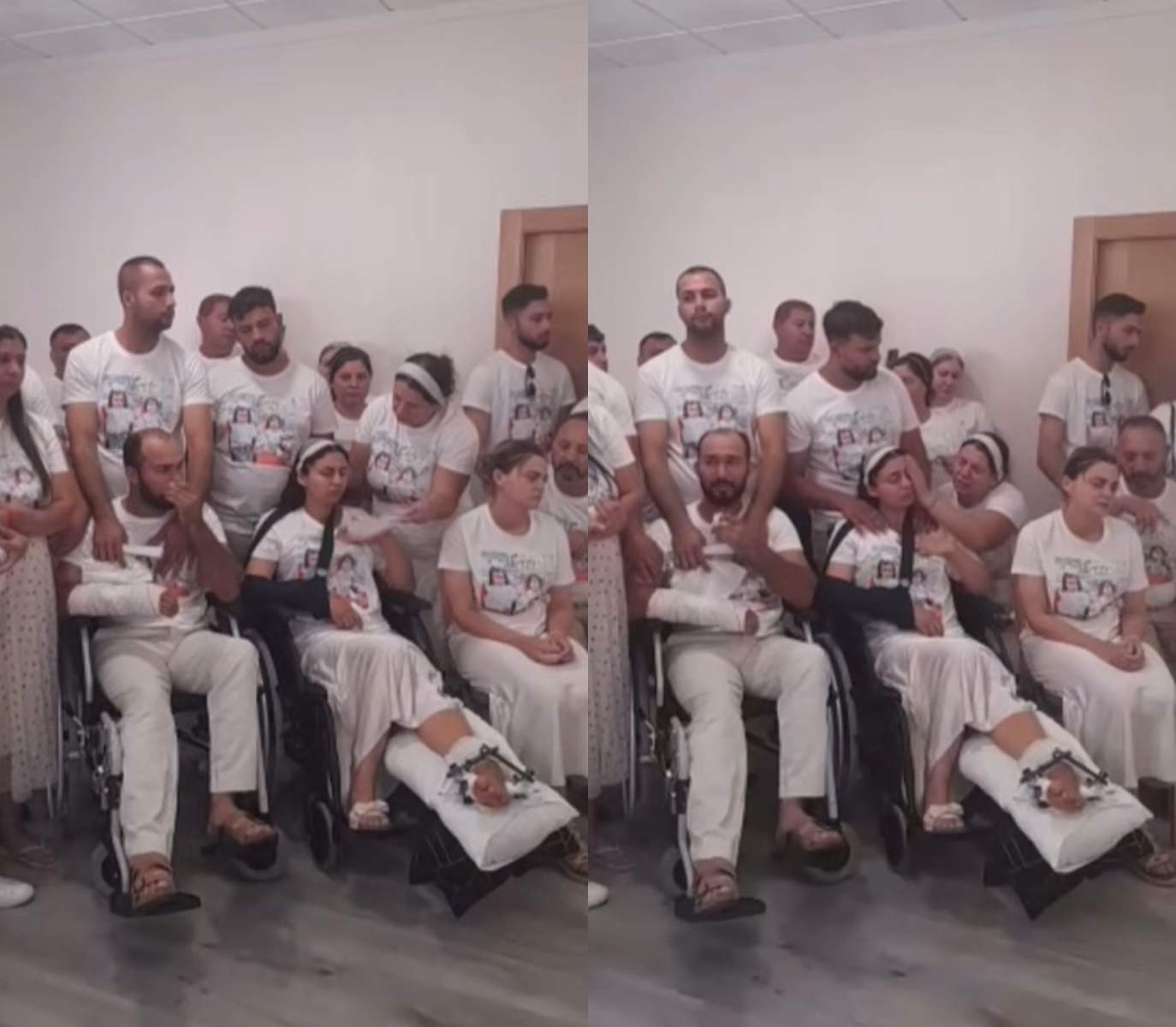 Imagini sfâșietoare de la priveghiul celor trei copii morți în accidentul îngrozitor din Spania. Părinții lor, Noemi și Bogdan, sunt distruși de durere | VIDEO