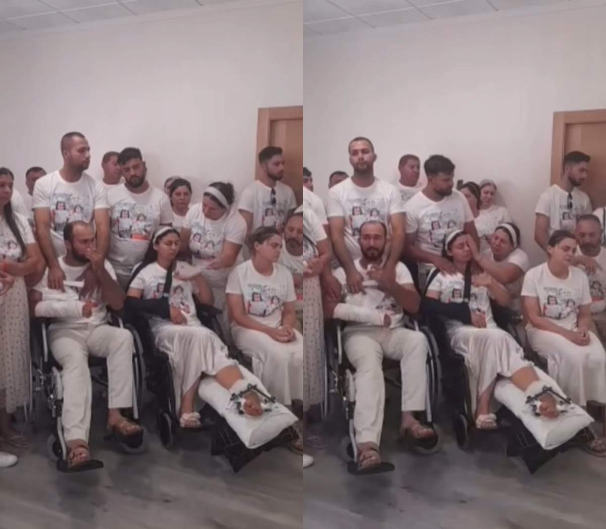 Imagini sfâșietoare de la priveghiul celor trei copii morți în accidentul îngrozitor din Spania. Părinții lor, Noemi și Bogdan, sunt distruși de durere | VIDEO