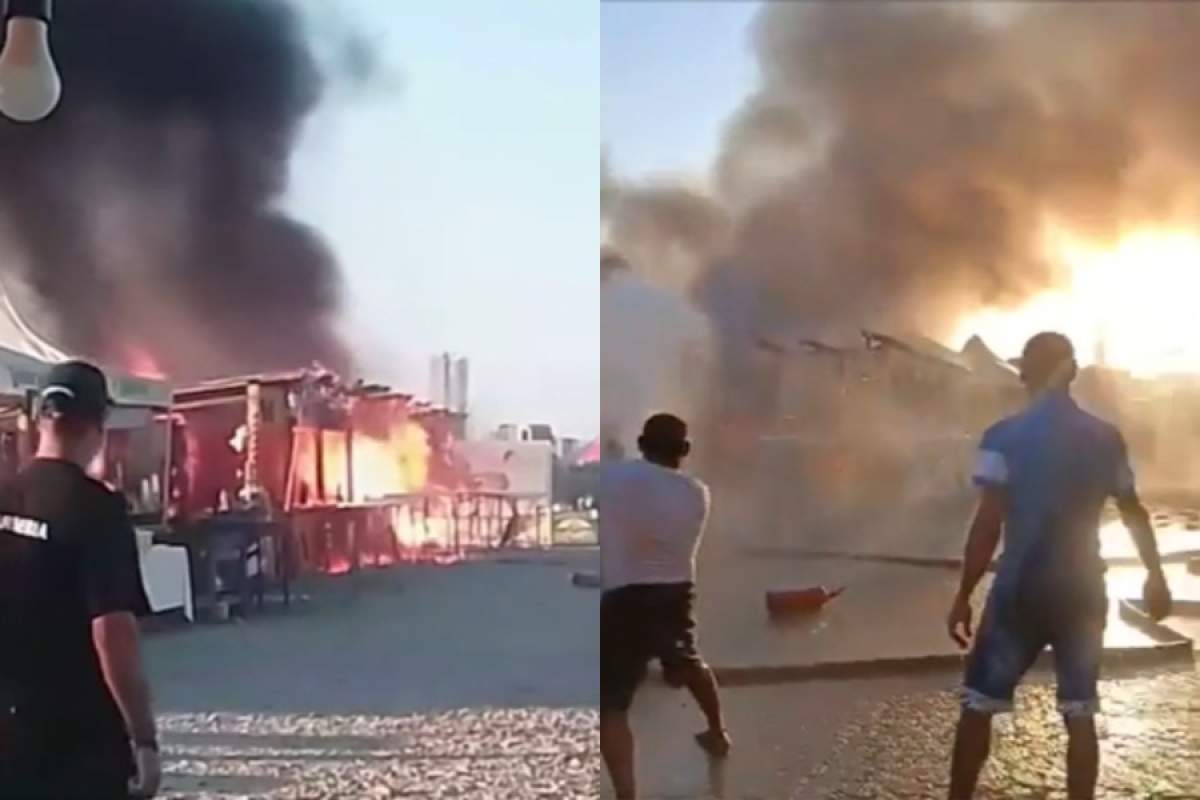 Scene de groază la bâlciul din Oltenița! O terasă a luat foc, după ce un furtun de la o butelie s-a spart | FOTO
