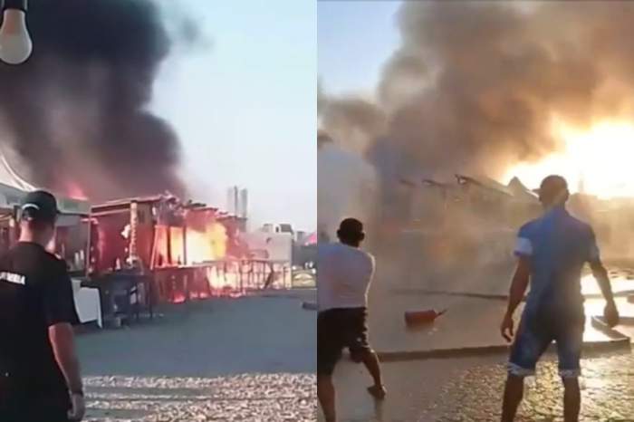 Scene de groază la bâlciul din Oltenița! O terasă a luat foc, după ce un furtun de la o butelie s-a spart | FOTO