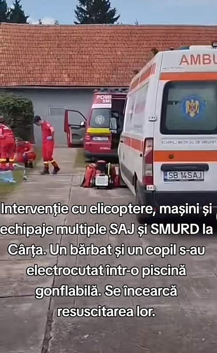 Tată și fiu, morți electrocutați într-o piscină, în Cârța, județul Sibiu. Medicii nu au mai putut face nimic | VIDEO