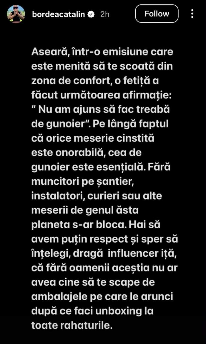 mesajul lui Cătălin Bordea
