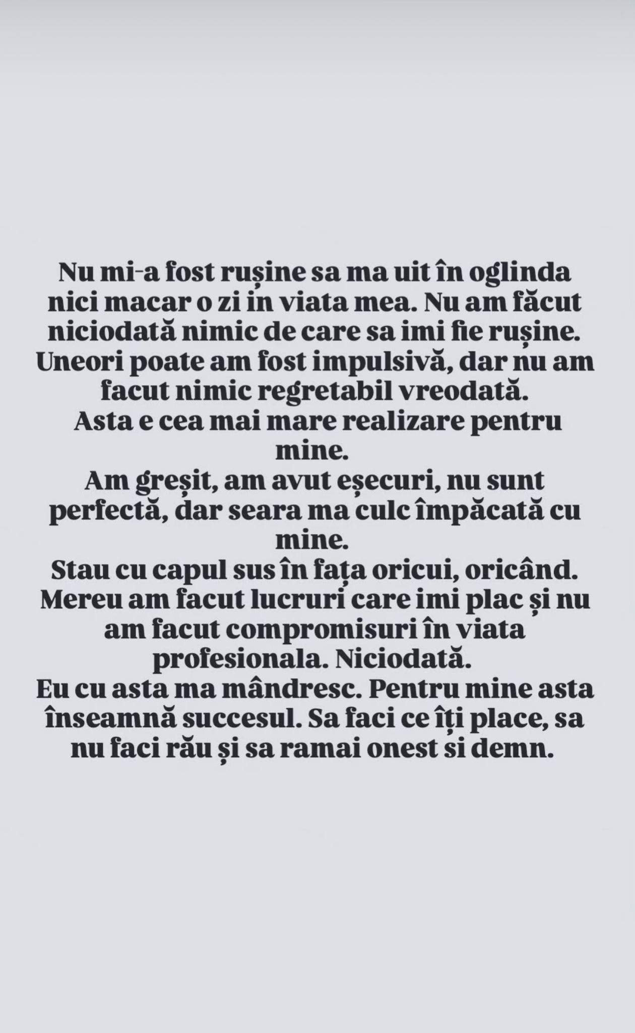 Oana Roman, mesaj cu subînțeles. Cu ce se mândrește vedeta cel mai mult: „Stau cu capul sus în fața oricui”