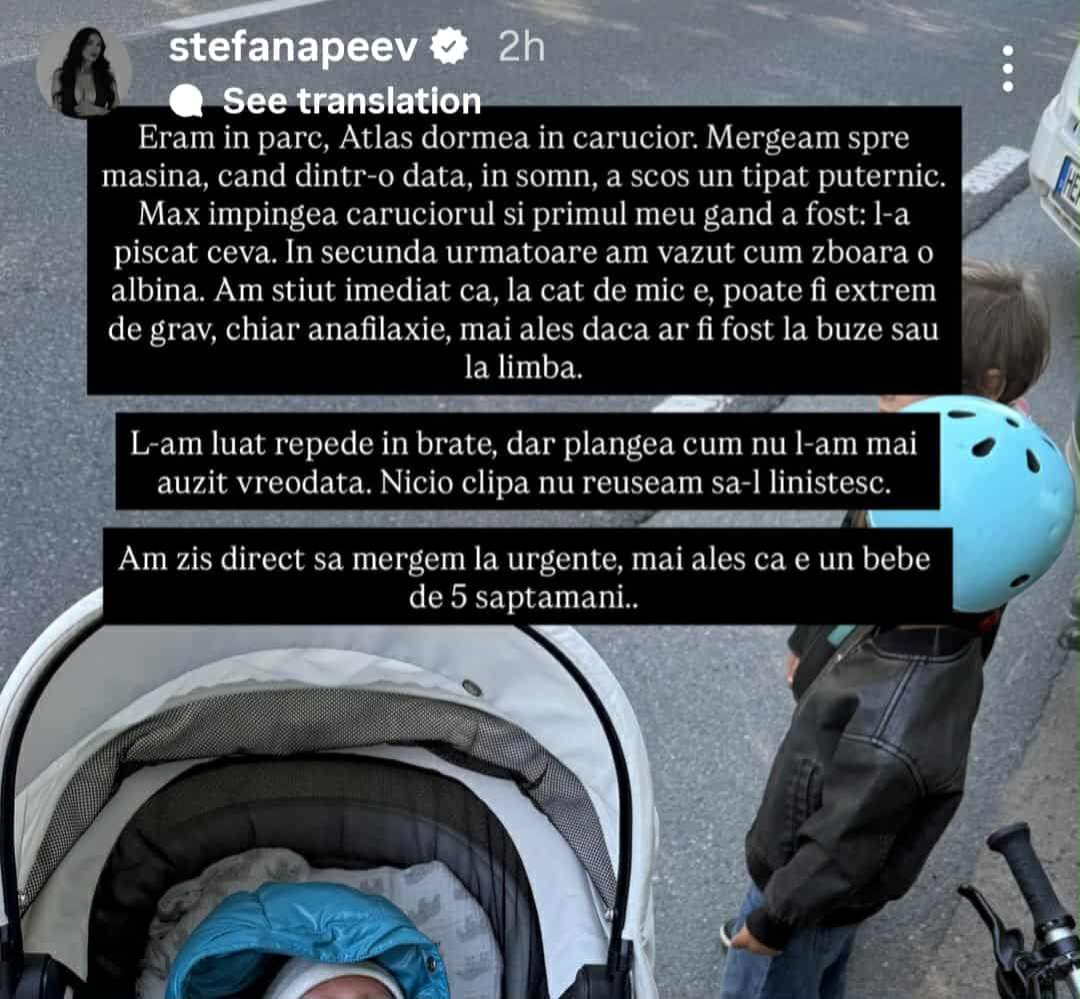 Ștefana Peev, de urgență la spital cu fiul cel mic! Atlas a fost înțepat de o albină. Cum a reacționat | FOTO