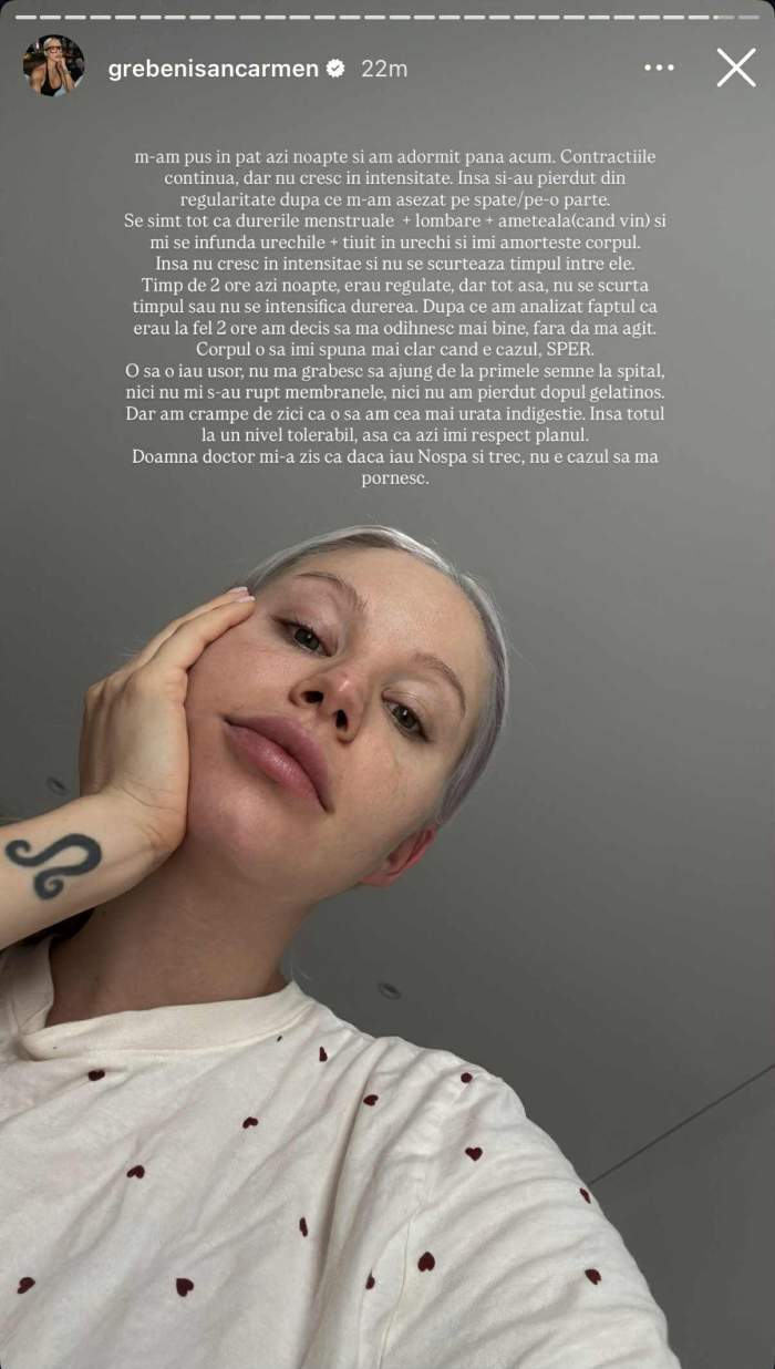 Carmen Grebenișan așteaptă să nască din clipă-n clipă! Cum se simte influencerița: "Contracțiile continuă..." | FOTO