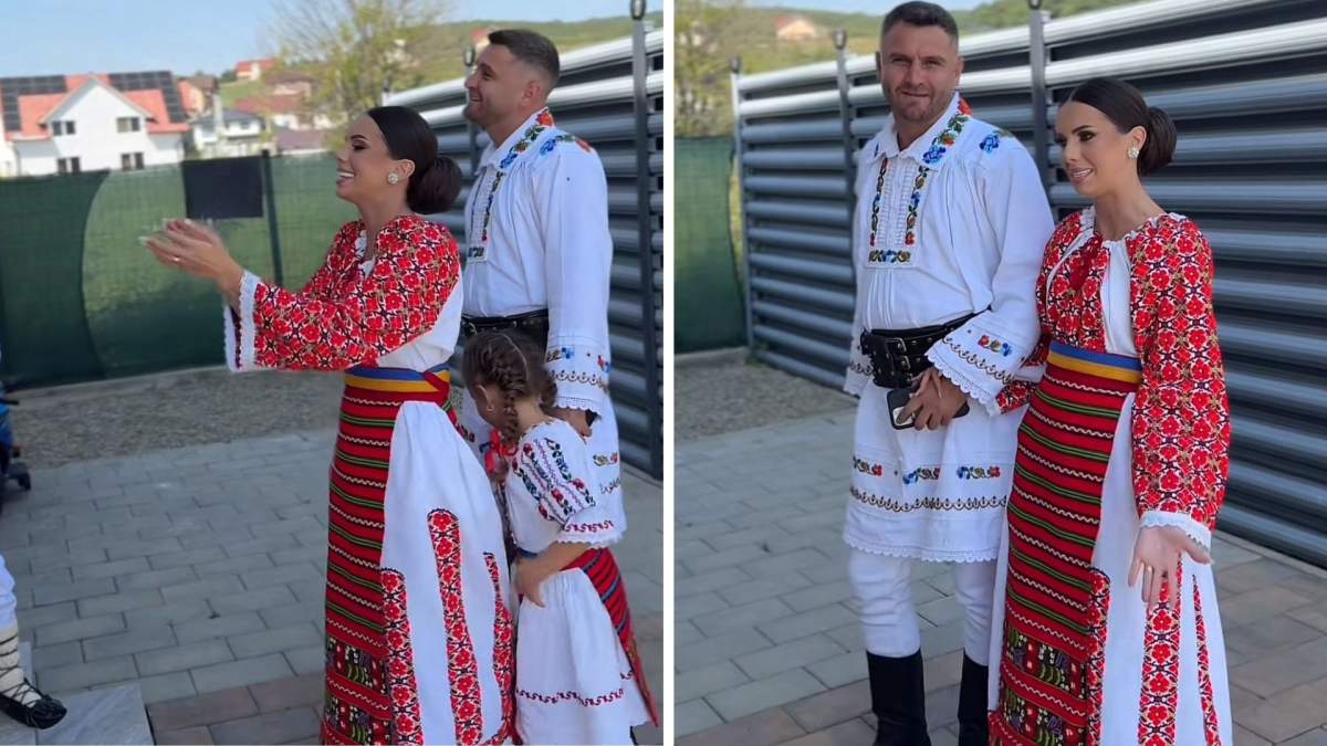 Georgiana Lobonț, nașă la Bistrița! Îmbracați în port popular, artista și soțul ei au botezat o fetiță | VIDEO