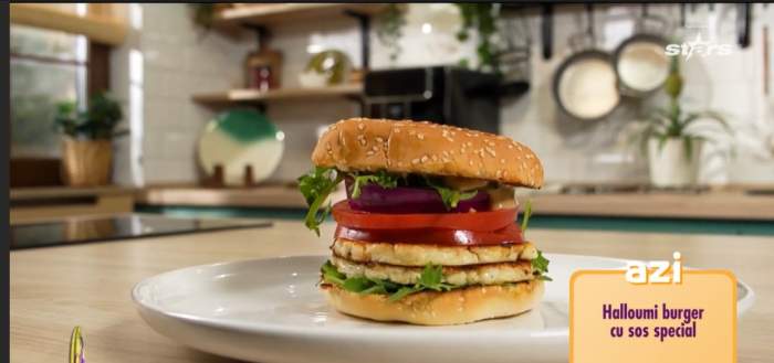 Rețeta lui Chef Horia Manea de halloumi burger cu sos special. Ingredientele de care ai nevoie