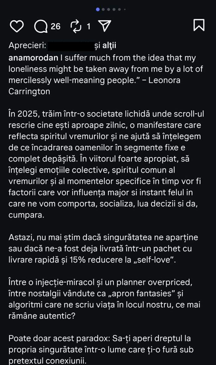 mesajul Anei Morodan