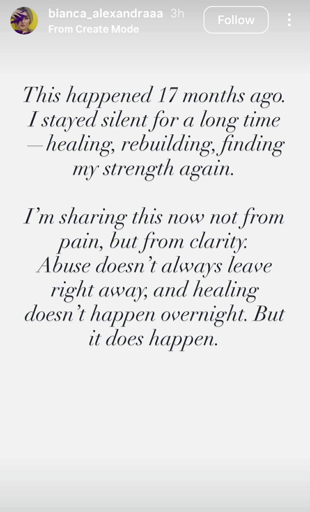 mesajul transmis de Bianca Alexandra