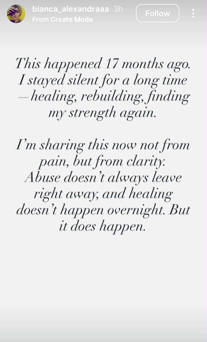 mesajul transmis de Bianca Alexandra