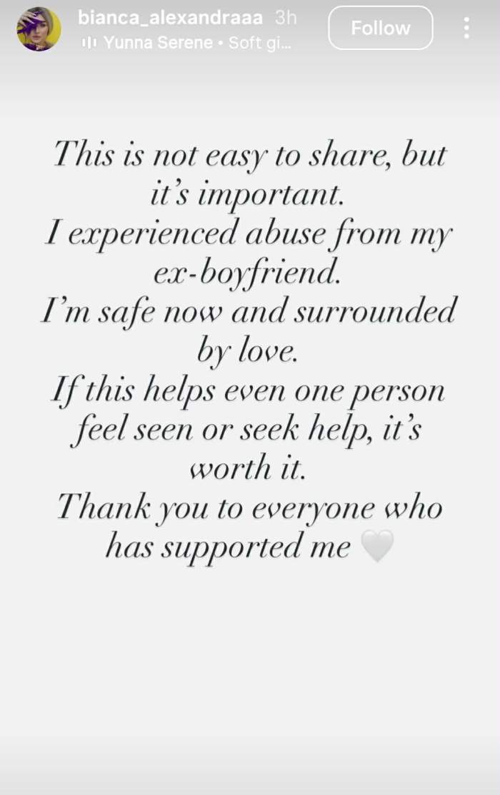 mesajul transmis de Bianca Alexandra