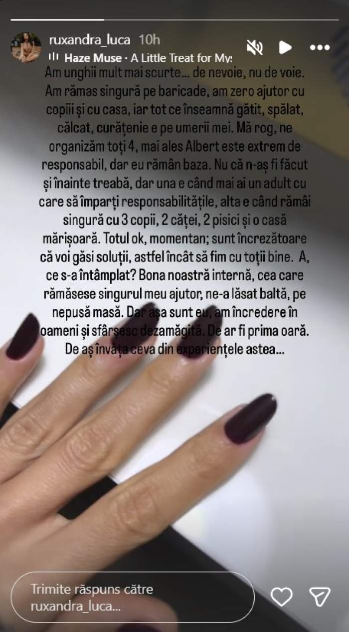 Lovitură pentru Ruxandra Luca! Singurul ajutor pe care îl avea a renunțat! Ce s-a întâmplat