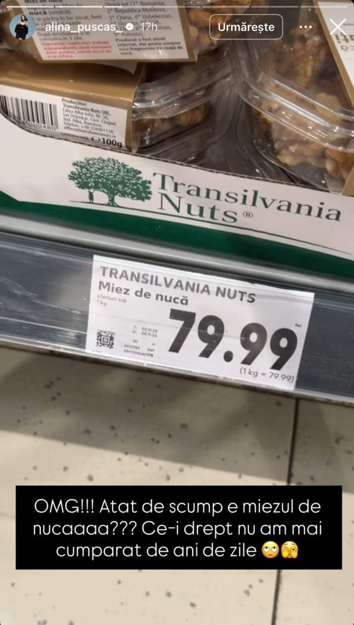 Prețul unui kilogram de miez de nucă