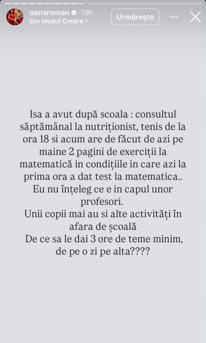 Oana Roman, pe Instagram