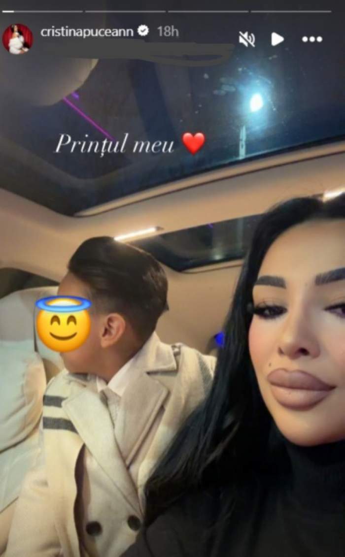 Cristina Pucean și nepotul său, în mașină