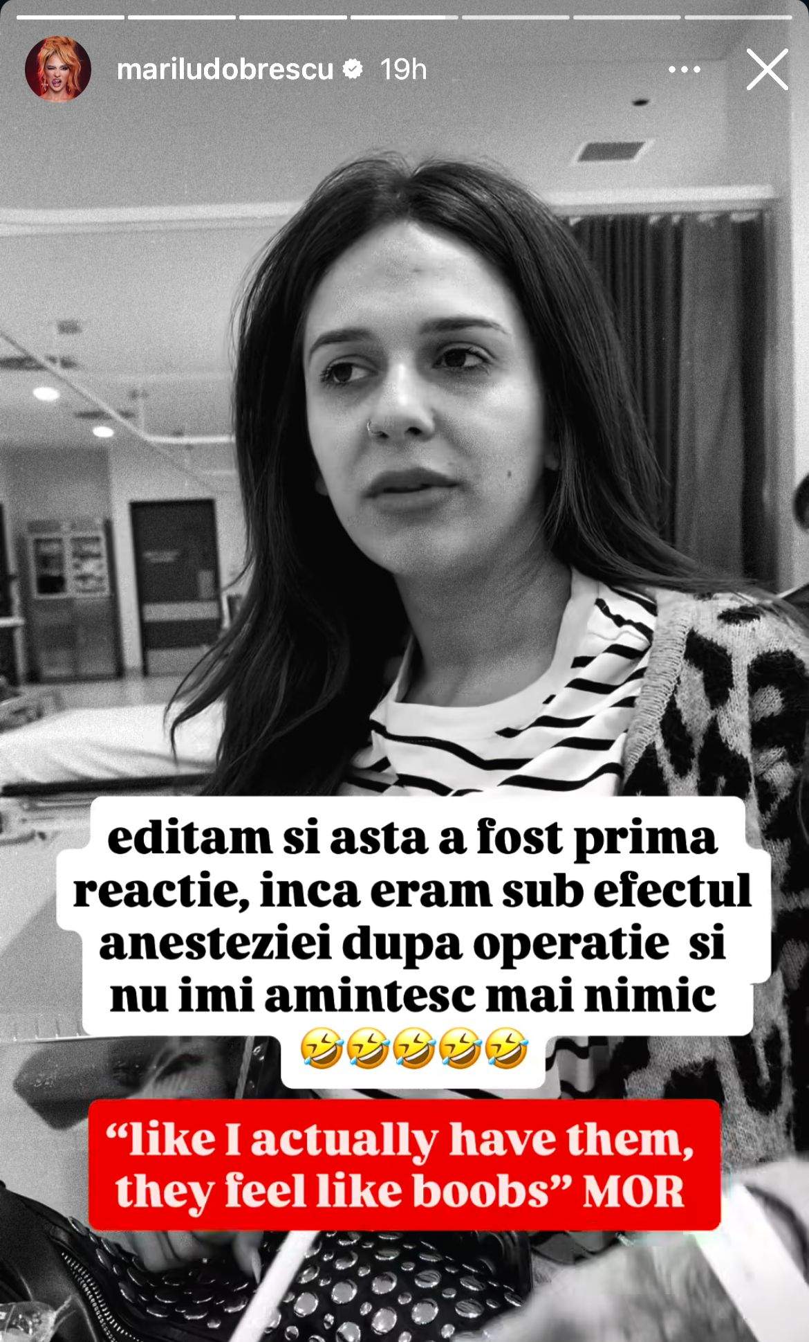 Marilu Dobrescu, după intervenție