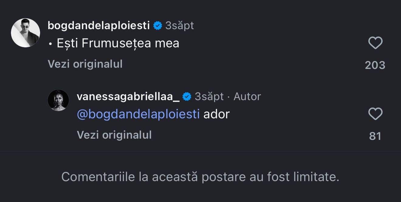 Comentariul lui Bogdan de la Ploiești pentru Vanessa
