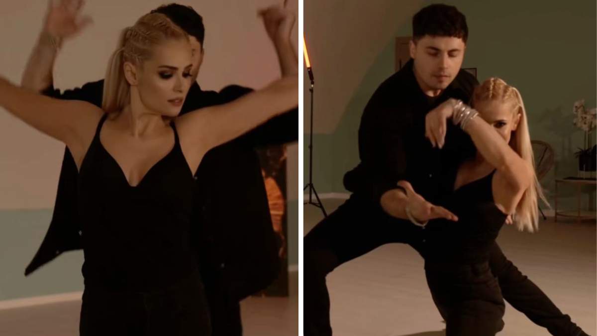 Colaj foto cu Elena Vîșcu și partenerul de dans