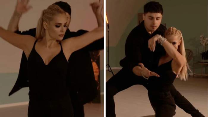 Colaj foto cu Elena Vîșcu și partenerul de dans