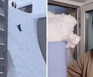 Imaginile groazei! Zăpadă cum nu ai mai văzut niciodată! Copiii au construit tobogane înalte cât blocurile