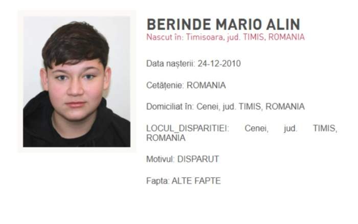 Băiatul de 15 ani dat dispărut în Timiș a fost găsit mort. Ar fi fost ucis de doi minori 