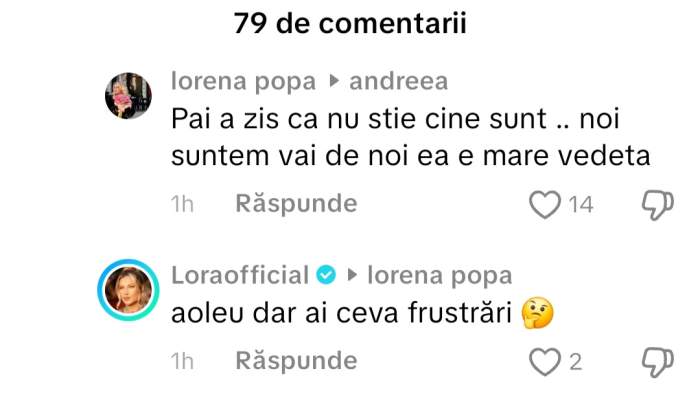 mesajele dintre Lora și Lorena